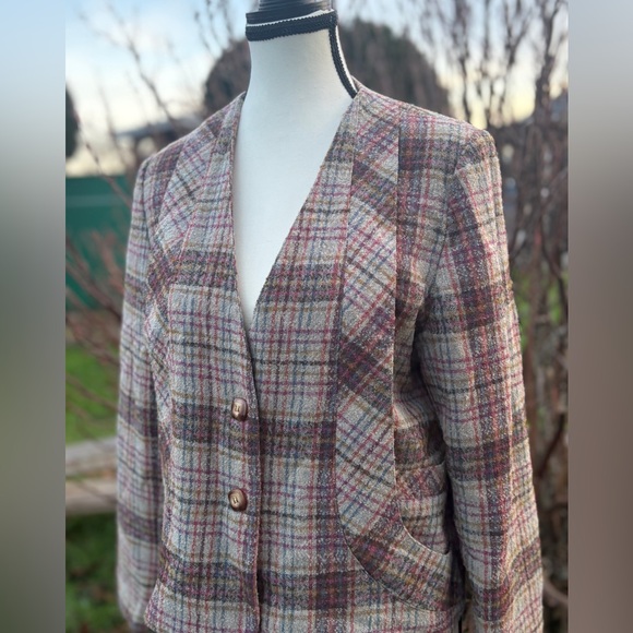 Vintage Roberto Plaid Wool Blend Blazer | Size 11 - Picture 2 of 9